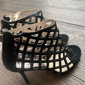 Michael Kors Yvonne Open Toe Black Suede Bootie Shoe Size 7 1/2